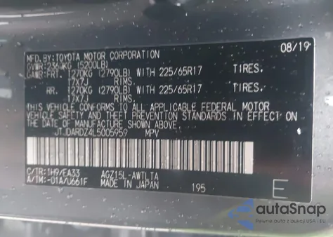 2020 Lexus Nx 300 from USA, damaged, VIN JTJDARDZ4L5005959